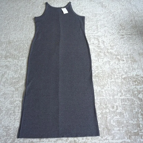 strapless open back dress Ribbed Mock Neck Side Slit Sleeveless Bodycon Maxi Dress – Wholesale  Capella Apparel main image 0
